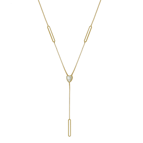 Colar Gravata Pedra Coração Ovais Vazados