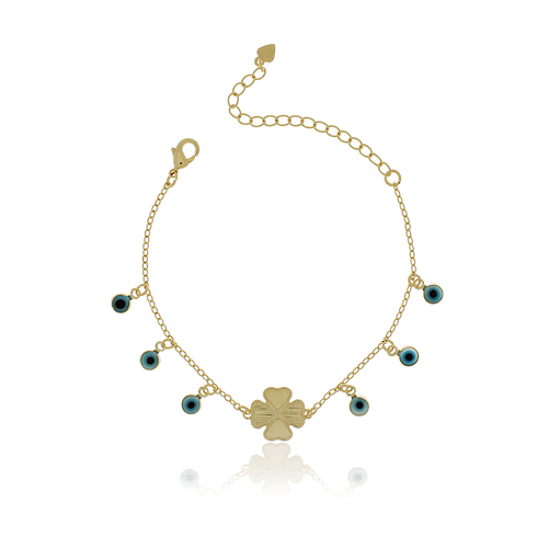 Pulseira Trevo Olho Grego Pendurados