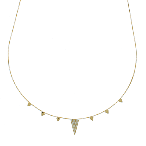Colar Triângulos Lisos Cravejado