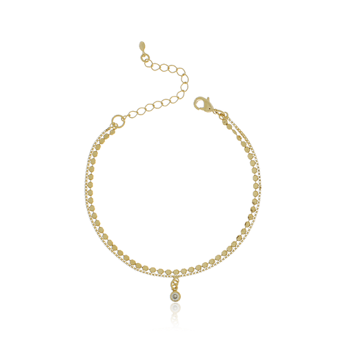 Pulseira Dupla Corrente Bolinhas Veneziana Ponto de Luz