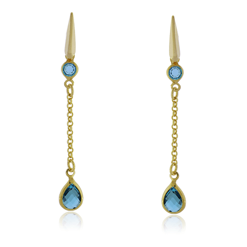 Brinco Gota Ponto de Luz Corrente Pedra Gota