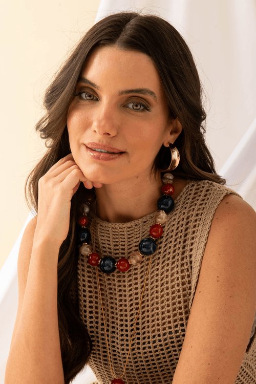 Colar Esferas Resina Entremeios Bolinhas