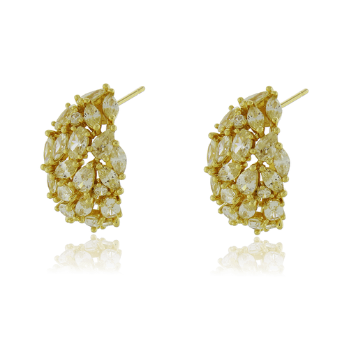 Argola Pedras Folhas Ovais Gotas Ponto de Luz