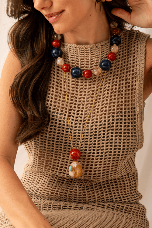 Colar Longo Rabo de Rato Resinas