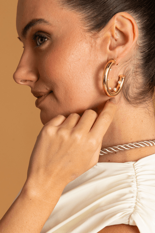 Argola Tubular Pérolas