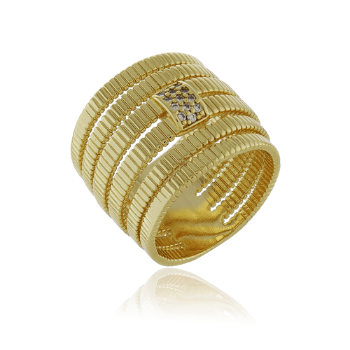 Anel Voltas Trabalhadas Meio Cravejado