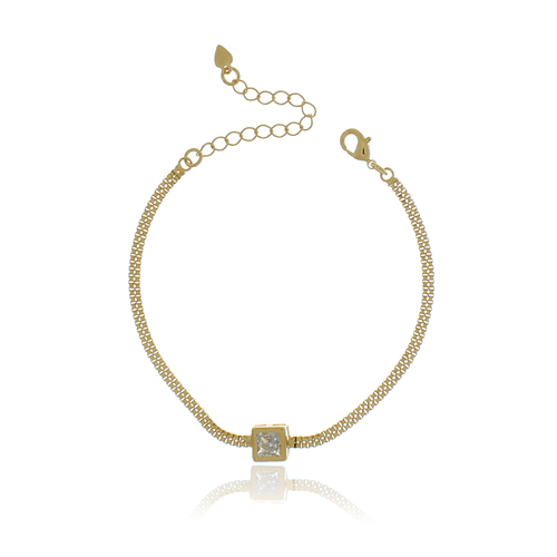 Pulseira Fita Pedra Quadrada Volta Lisa