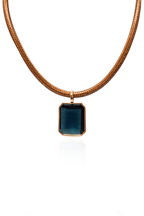 Colar Fio Encerado Pedra Retangular