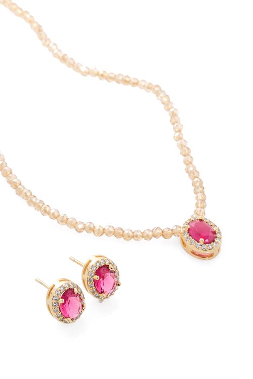 Conjunto Cristais Pedra Oval Volta Cravejada