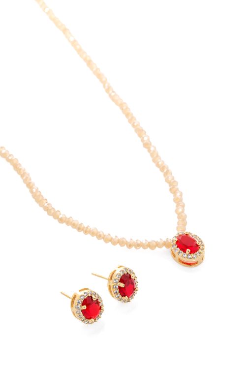 Conjunto Cristais Pedra Oval Volta Cravejada