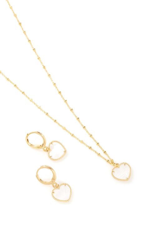 Conjunto Corações Madrepérolas Volta Canetada