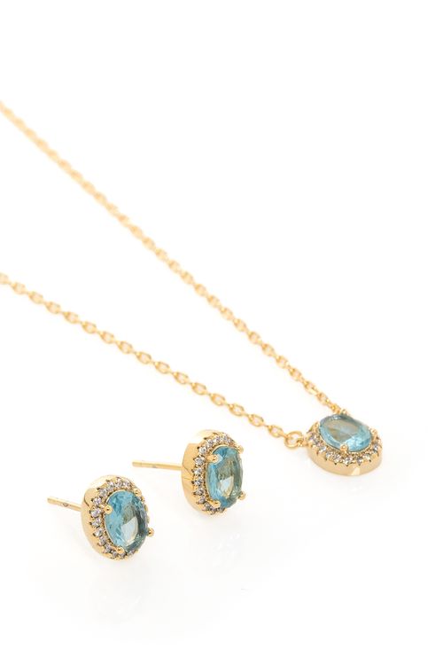 Conjunto Pedra Oval Volta Cravejada