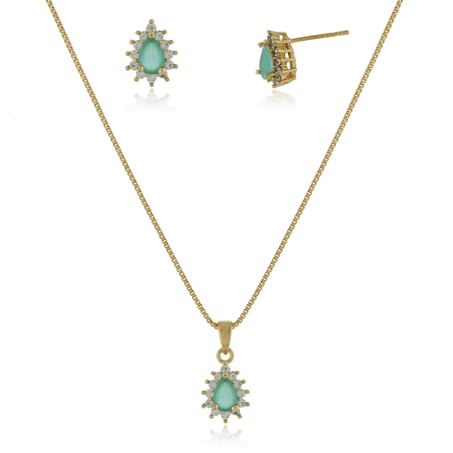 Conjunto Pedra Gota Volta Cravejada