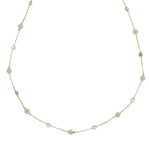 Colar Longo Pérolas Pontos de Luz