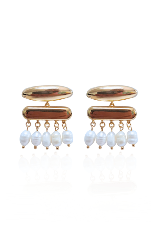 Brinco Base Ovais Pérolas Penduradas