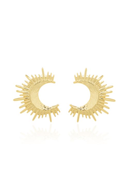 Brinco Lua Trabalhada Pontas Altas Afinadas