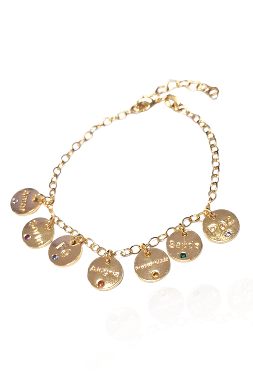 Pulseira Plaquinhas Dizeres Pontos de Luz