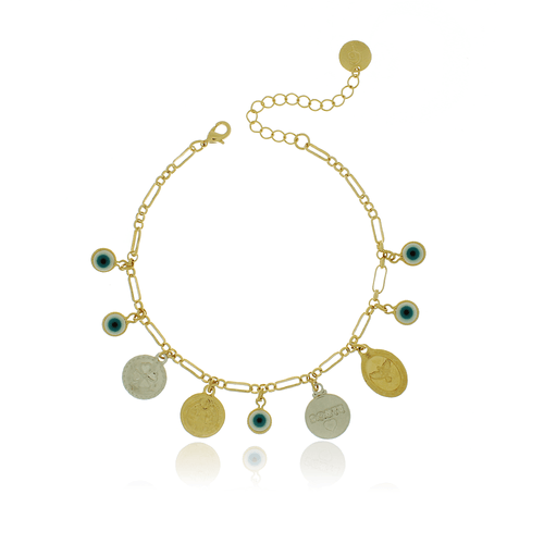 Pulseira Carty Medalhas Olho Grego
