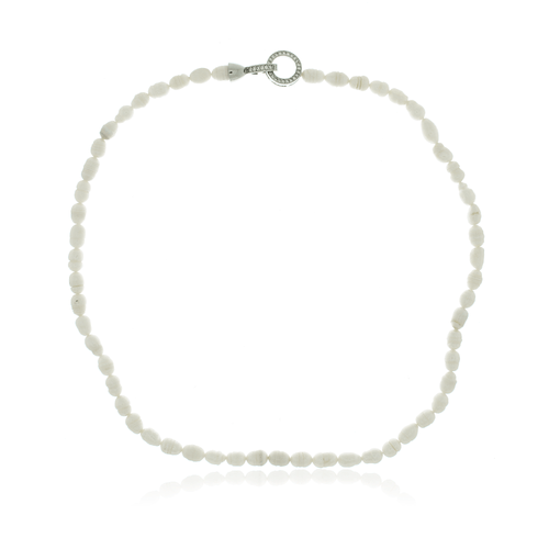 Colar Pérolas Naturais Fecho Círculo Vazado Cravejado