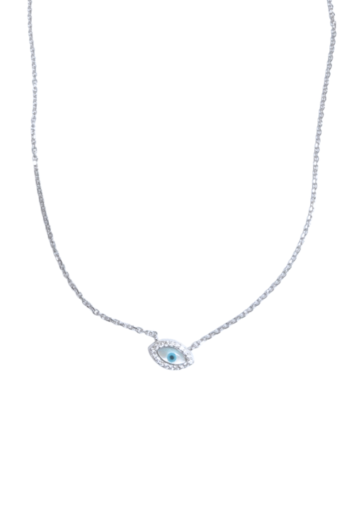 Colar Olho Grego Madrepérola Volta Cravejada