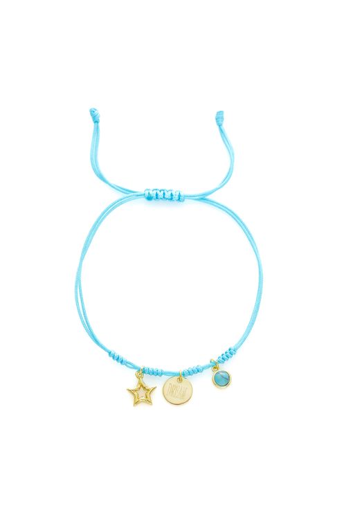 Pulseira Fio Shambala Pedra Turquesa Plaquinha Estrela