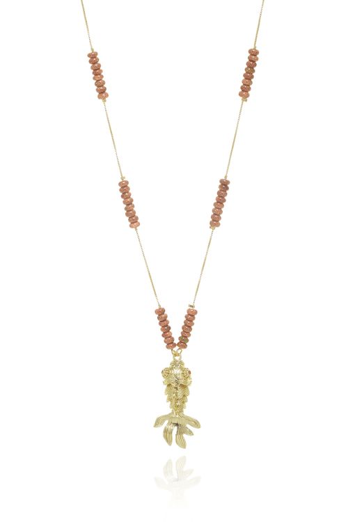 Colar Veneziana Cristais Brilhosos Peixe Trabalhado