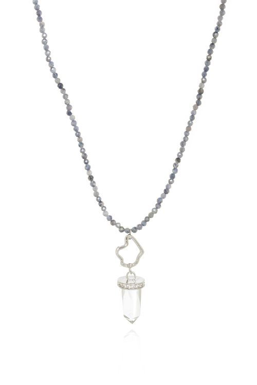 Colar Cristais Safira Base Orgânica Pedra Cristal