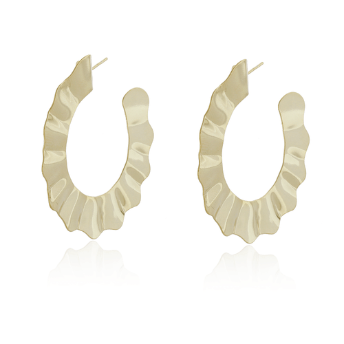 Argola Achatada Ondulada