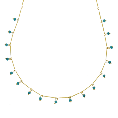 Choker Palitos Cristais Howlita Turquesa